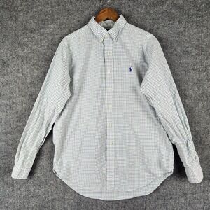 Ralph Lauren Mens Classic Fit Button Down Shirt Large Green Blue Check Plaid